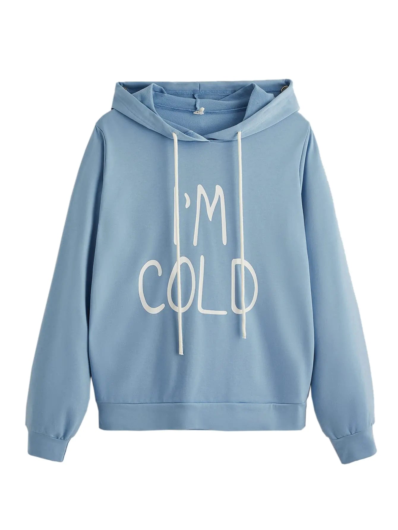 SweatyRocks Damen Hoodies Langarm Pullover Kordelzug Sweatshirt Hoodies mit Tasche Staubblau Schriftzug XXL