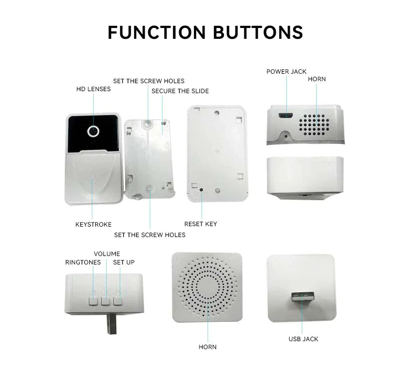Drahtlose WLAN-Türklingel mit Video-Intercom, Kamera, Klingel und Türgong