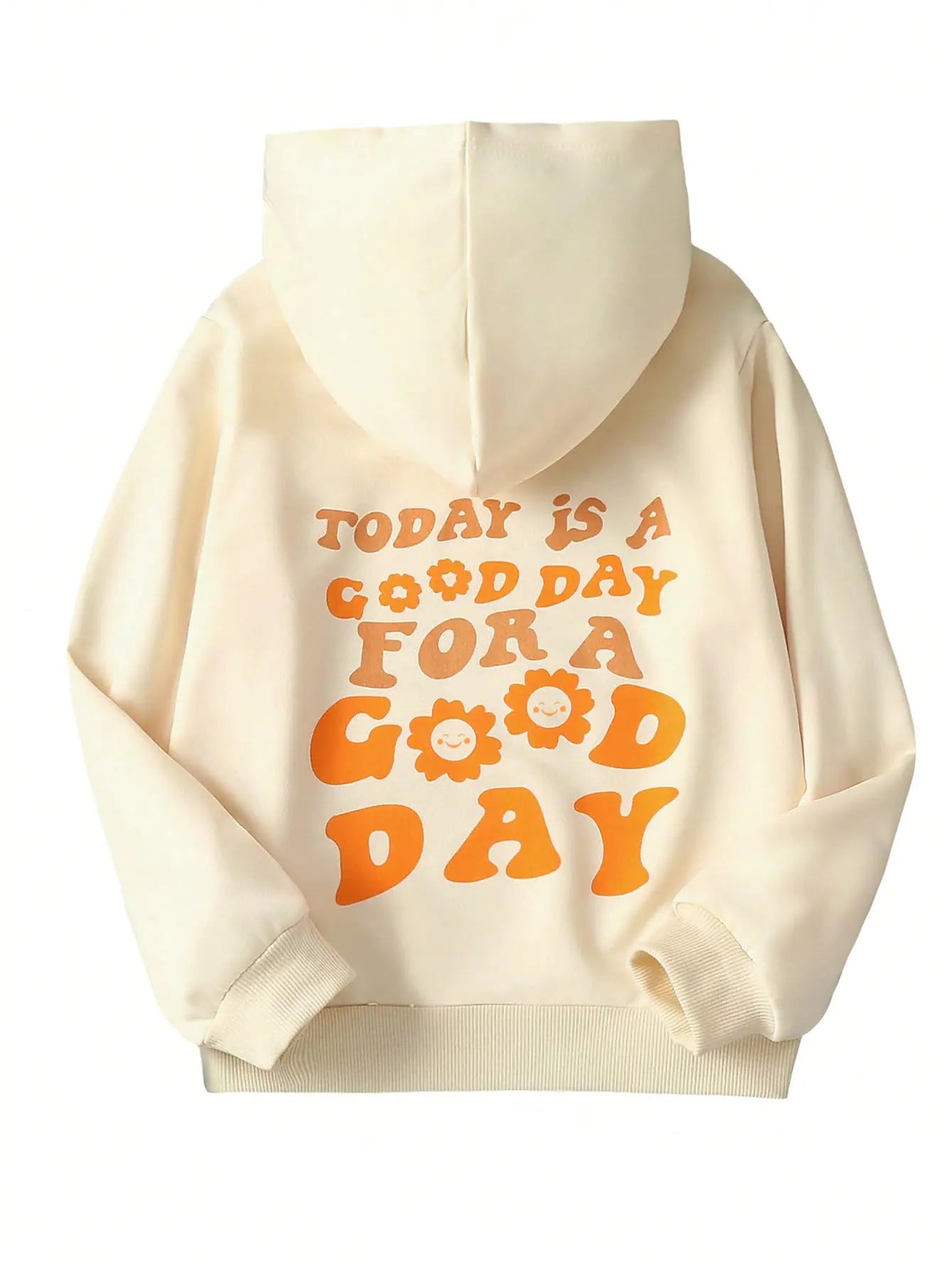 Mädchen Hoodie mit Buchstaben-Grafik, Preppy Style, Langarm, Süßes Sweatshirt, Pullover-Oberteil, Beige 9Y