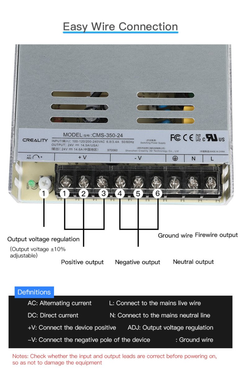 Creality CLS49-350-24 Power Supply for 3D Printers – Ender & CR Series Compatible