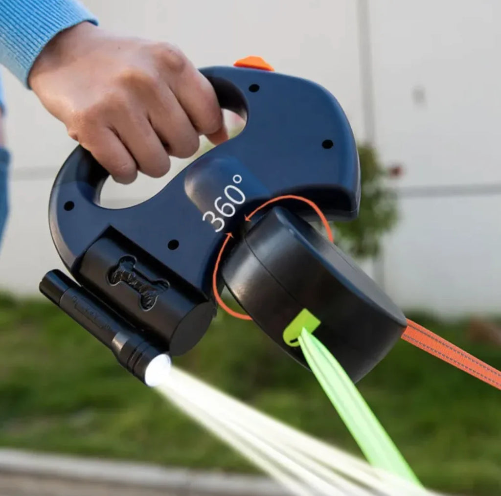Laisse double rétractable anti-enchevêtrement pour chiens