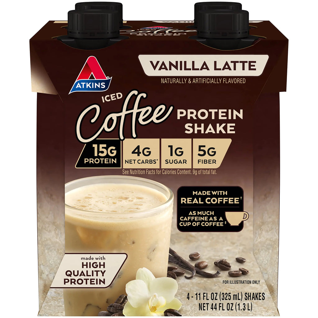 Eiskaffee Vanille Latte Proteinshake Keto-freundlich und glutenfrei. (4 Shakes)